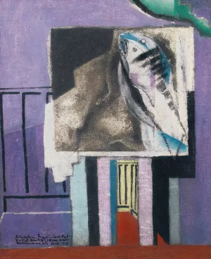 Nature Morte Devant Le Balcon by Louis Marcoussis Oil Painting