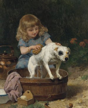 Bath Day by Louis Marie De Schryver Oil Painting