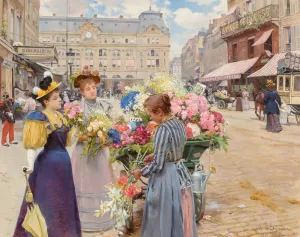 Paris - La rue du Havre by Louis Marie De Schryver Oil Painting