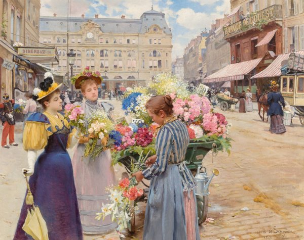 Paris - La rue du Havre  by Louis Marie De Schryver - Hand-Painted Oil Painting Reproduction