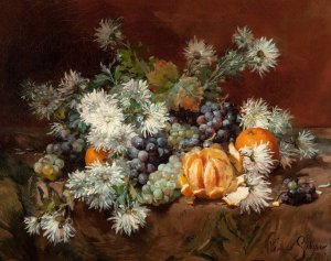 Still Life with Fruits and Flowers by Louis Marie De Schryver Oil Painting
