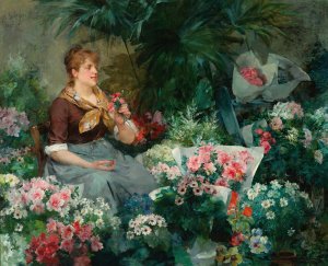 The Flower Seller by Louis Marie De Schryver Oil Painting