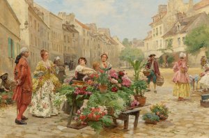 Un Marche Au XVIIIe Siecle by Louis Marie De Schryver Oil Painting