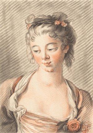 Bust Of A Young Woman Looking Down by Louis-Marin Bonnet Oil Painting