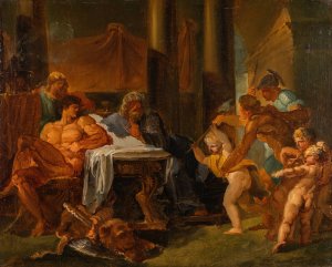 Hercules and Theseus in the Palace of King Pittheus by Louis Masreliez Oil Painting