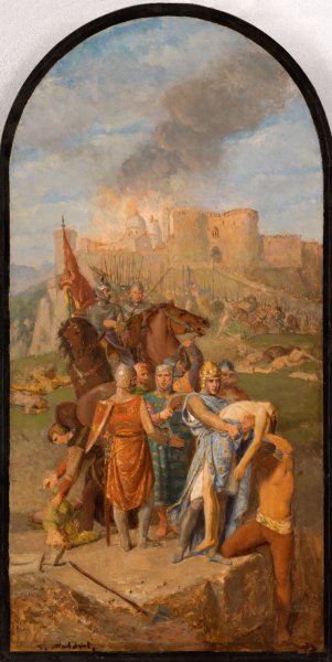 Saint Louis enterre les pestiferes a Damiette  by Louis Matout - Hand-Painted Oil Painting Reproduction