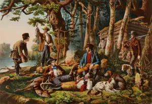 Camping Out. 'Some of the Right Sort' by Louis Maurer Oil Painting