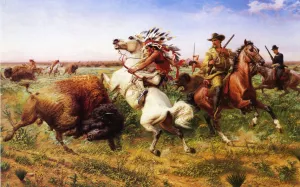 The Great Royal Buffalo Hunt painting by Louis Maurer