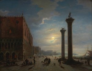 Venice By Moonlight by Louis Mecklenburg Oil Painting