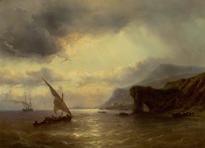 Marine landscape by Louis Meijer Oil Painting