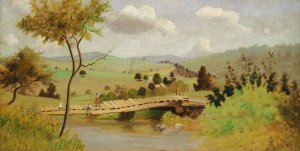 Adirondacks- Bridge for Fishing by Louis Michel Eilshemius Oil Painting