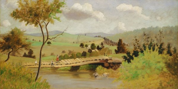Adirondacks- Bridge for Fishing by Louis Michel Eilshemius - Hand-Painted Oil Painting Reproduction