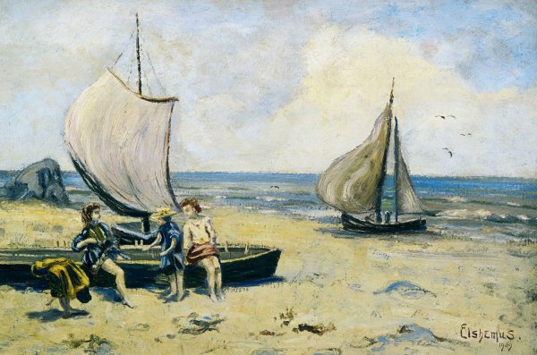 Children on the Beach by Louis Michel Eilshemius - Hand-Painted Oil Painting Reproduction