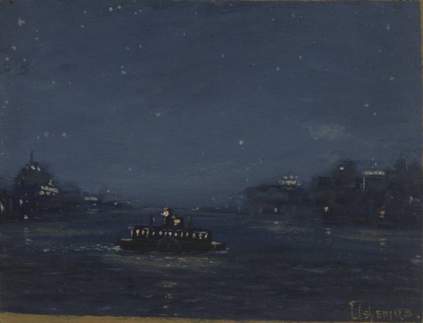 Ferryboat at Night  by Louis Michel Eilshemius - Hand-Painted Oil Painting Reproduction