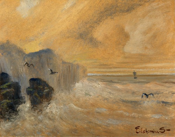 Rocky Seashore by Louis Michel Eilshemius - Hand-Painted Oil Painting Reproduction