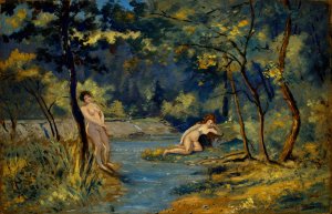 Standing and Reclining Nymphs by Louis Michel Eilshemius Oil Painting