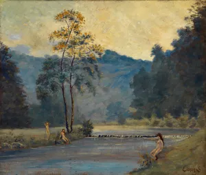 Three Girls and River Oil painting by Louis Michel Eilshemius