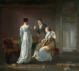 The Music Lesson by Louis Moritz Oil Painting