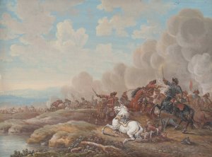 Cavalry Battle By A River by Louis-Nicolas Van Blarenberghe Oil Painting