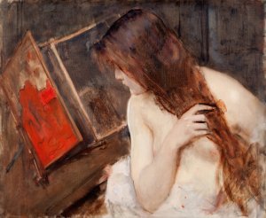 Woman at her Toilet by Louis Picard Oil Painting