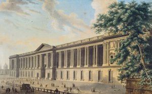 La colonnade du Louvre, vers 1800, du cote de la terrasse des Feuillants. by Louis-Pierre Baltard Oil Painting