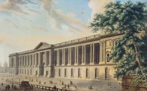 La colonnade du Louvre, vers 1800, du cote de la terrasse des Feuillants. by Louis-Pierre Baltard Oil Painting