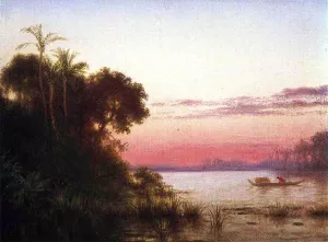 Sunset on the Guayaquil by Louis Remy Mignot - Oil Painting Reproduction