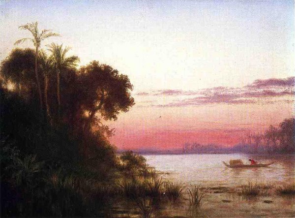 Main Product Photo of Sunset on the Guayaquil Painting by Louis Remy Mignot