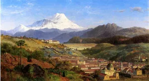 View of Riobamba, Ecuador, Looking North Towards Mount Chimborazo by Louis Remy Mignot Oil Painting