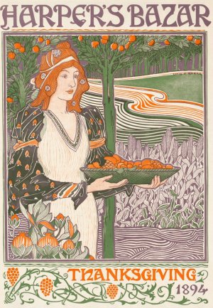 Harper's bazar Thanksgiving 1894 by Louis Rhead Oil Painting
