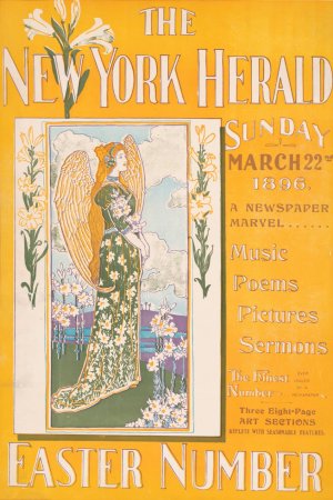 The New York Herald Sunday March 22nd 1896. A newspaper marvel… Easter number Oil painting by Louis Rhead