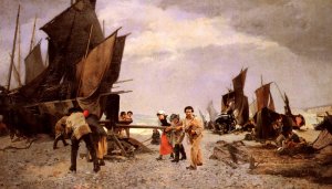 Au Cabestan by Louis Robert Carrier-Belleuse Oil Painting