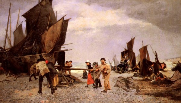 Main Product Photo of Au Cabestan Painting by Louis Robert Carrier-Belleuse