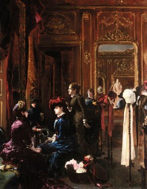 Fashion salon in Paris by Louis-Robert Carrier-Belleuse Oil Painting