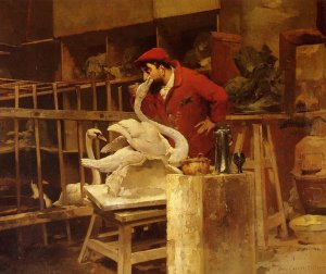 The Animal Sculptor by Louis Robert Carrier-Belleuse Oil Painting