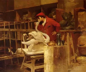 The Animal Sculptor by Louis Robert Carrier-Belleuse - Oil Painting Reproduction