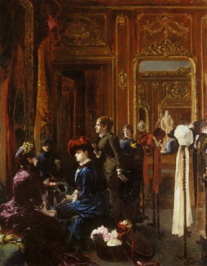 Un Salon de Modes a Paris by Louis Robert Carrier-Belleuse Oil Painting