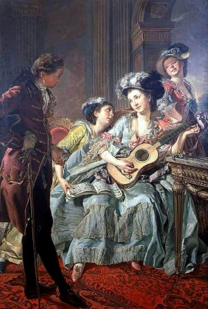 The Courtship by Louis-Rolland Trinquesse Oil Painting