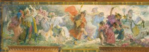 Bacchanale Revel, Pan and Procession by Louis Schaettle Oil Painting