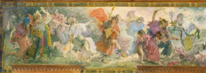 Bacchanale Revel, Pan and Procession by Louis Schaettle Oil Painting