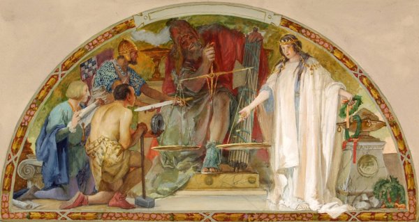 The State as Arbitrator for Industry, Education and the Military  by Louis Schaettle - Hand-Painted Oil Painting Reproduction