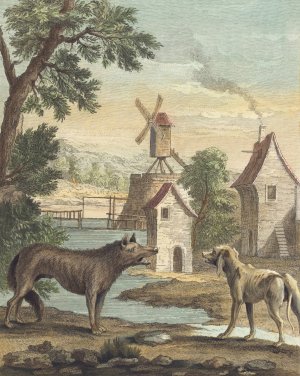 Le loup et le chien maigre by Louis-Simon Lempereur Oil Painting