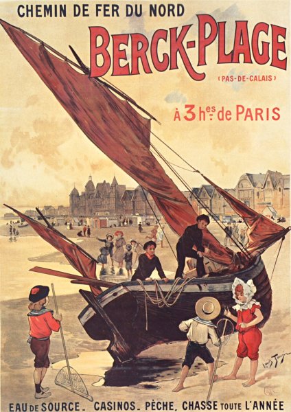 Main Product Photo of Chemin de fer du Nord. Berck-plage  Painting by Louis Tauzin