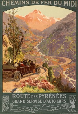Route des Pyrenees by Louis Tauzin Oil Painting