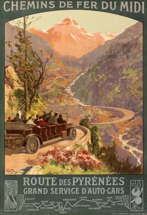 Route des Pyrenees by Louis Tauzin Oil Painting