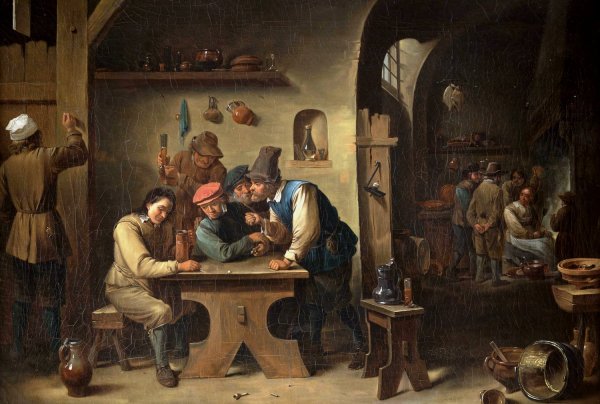 In the Tavern by Louis Urlass - Hand-Painted Oil Painting Reproduction