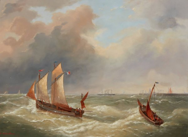 Main Product Photo of Setting Out Painting by Louis Verboeckhoven