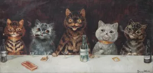 The bachelor party by Louis Wain Oil Painting