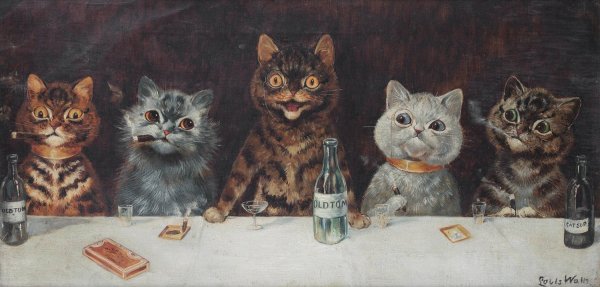 Main Product Photo of The bachelor party  Painting by Louis Wain