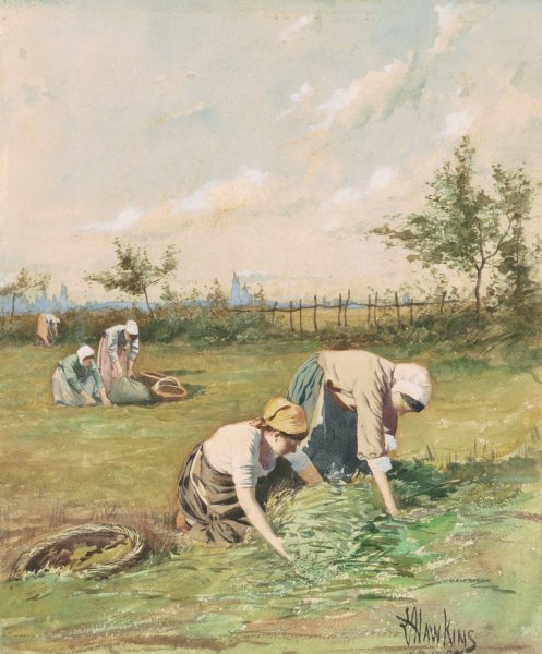 Main Product Photo of Gleaners In The Field  Painting by Louis Welden Hawkins